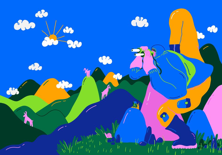 Self-initiated - hiking in the outdoors.