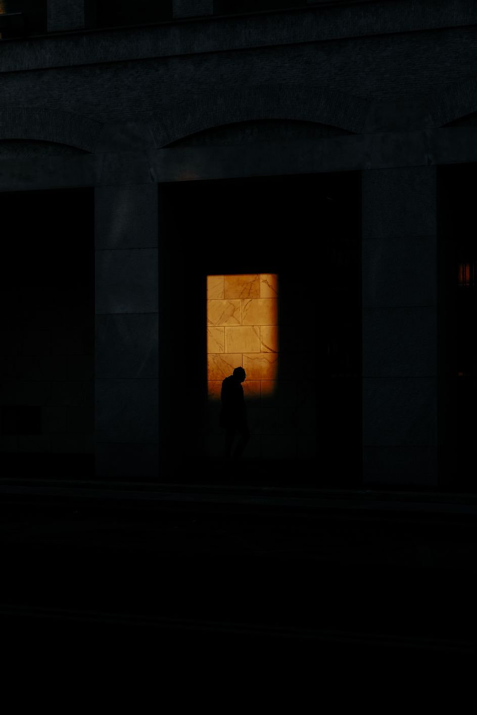 [Sad Silhouette Of A Person Outside A Building At Night](https://www.stills.com/images/sad-silhouette-of-a-person-outside-a-building-at-night/38070) by Geanluca Mortarotti.