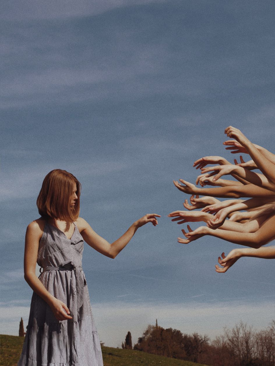 [A Woman Hesitantly Reaches Out To Multiple Hands Reaching Out To Her In An Exterior Location During The Day](https://www.stills.com/images/a-woman-hesitantly-reaches-out-to-multiple-hands-reaching-out-to-her-in-an-exterior-location-during-the-day/30990) by Elia Pellegrini