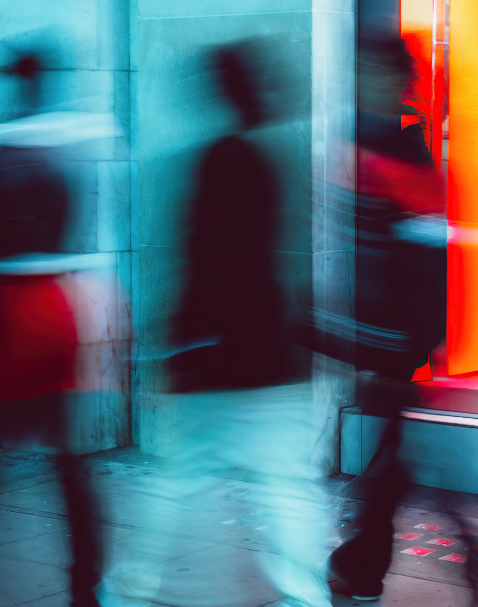 [Blurred Silhouettes Of People In Motion, Illuminated By Colored Lights](https://www.stills.com/images/blurred-silhouettes-of-people-in-motion-illuminated-by-colored-lights/265472) by Jason Buckley